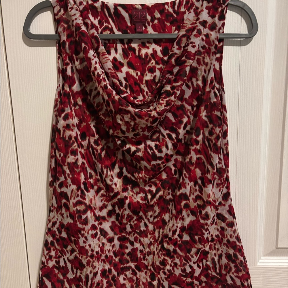 212 Collection Red and White Animal Print Top